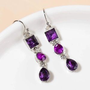 Gem Drop Earrings Purple